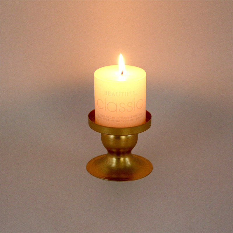 Bougie géométrique dorée ronde en fer forgé