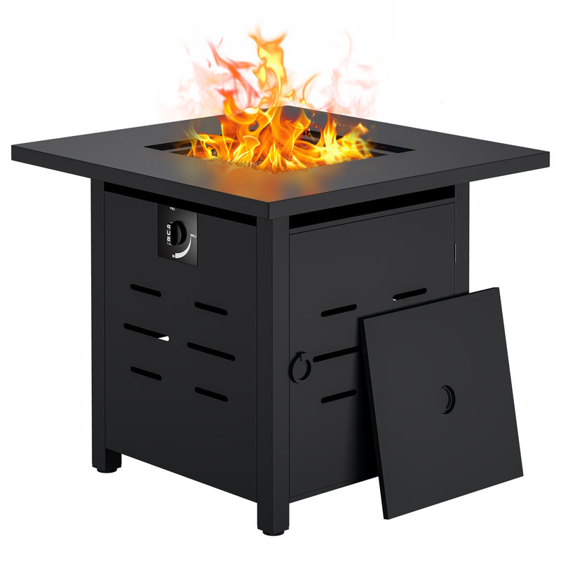 Gas Fire Pit, 50,000 BTU Propane Fire Pits For Outside, Square Fire Table With Lid, Patio Deck Garden Backyard