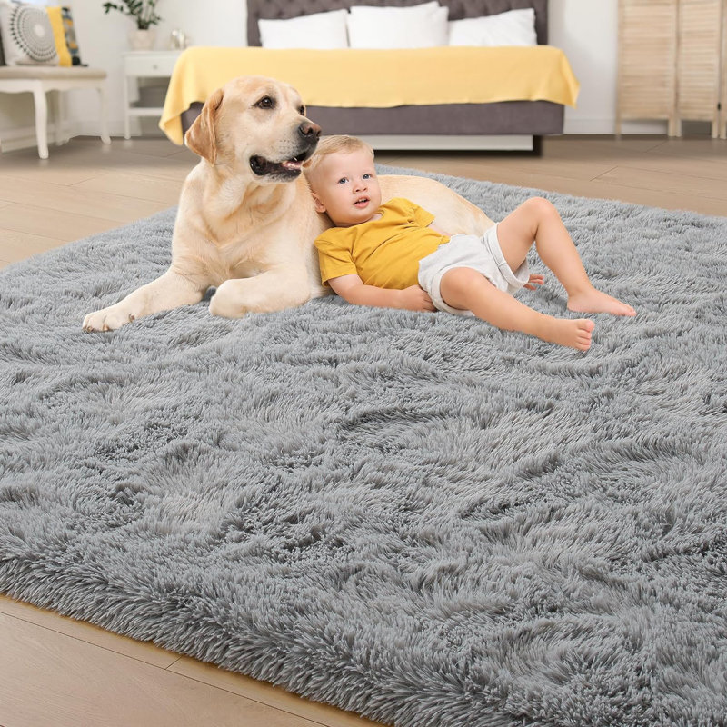 Gray 9' x 12' Shag Memory Foam Area Rug