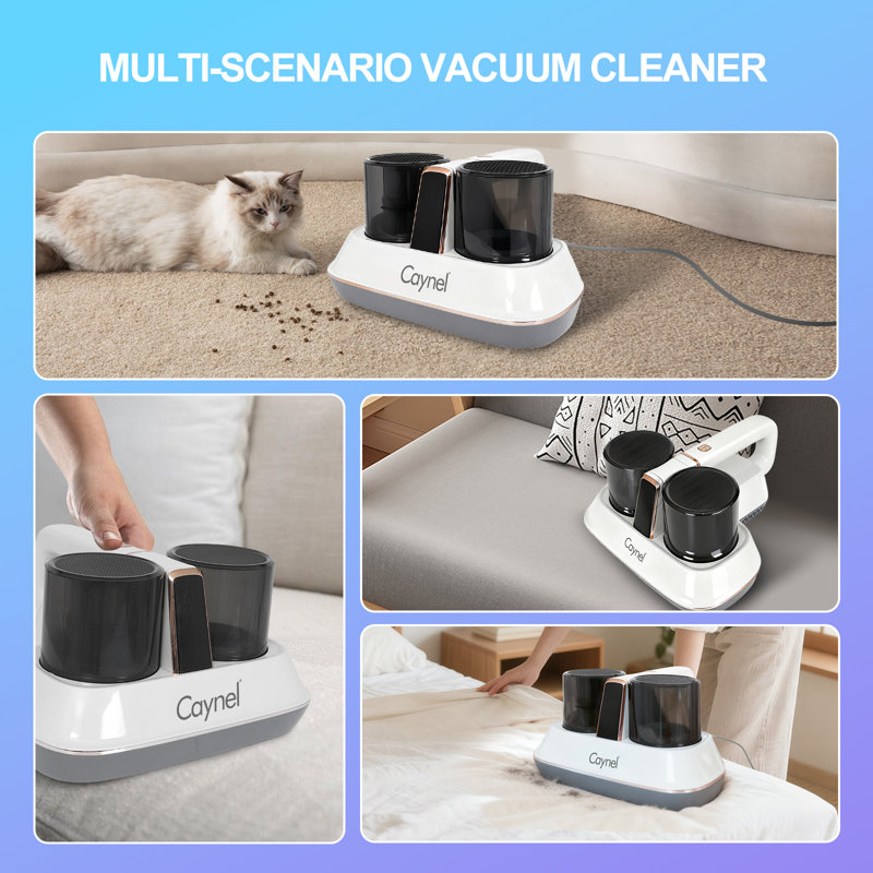 Dust Mite Remover, Mattress Vacuum Cleaner, Bed Vacuum Cleaner With 16Kpa Suction Uv-C Light, Ultrasonic & High Heating, 350W Powerful Double-Cup Handheld Vacuums For Bed, Sofa, Couch, Crib, Corded