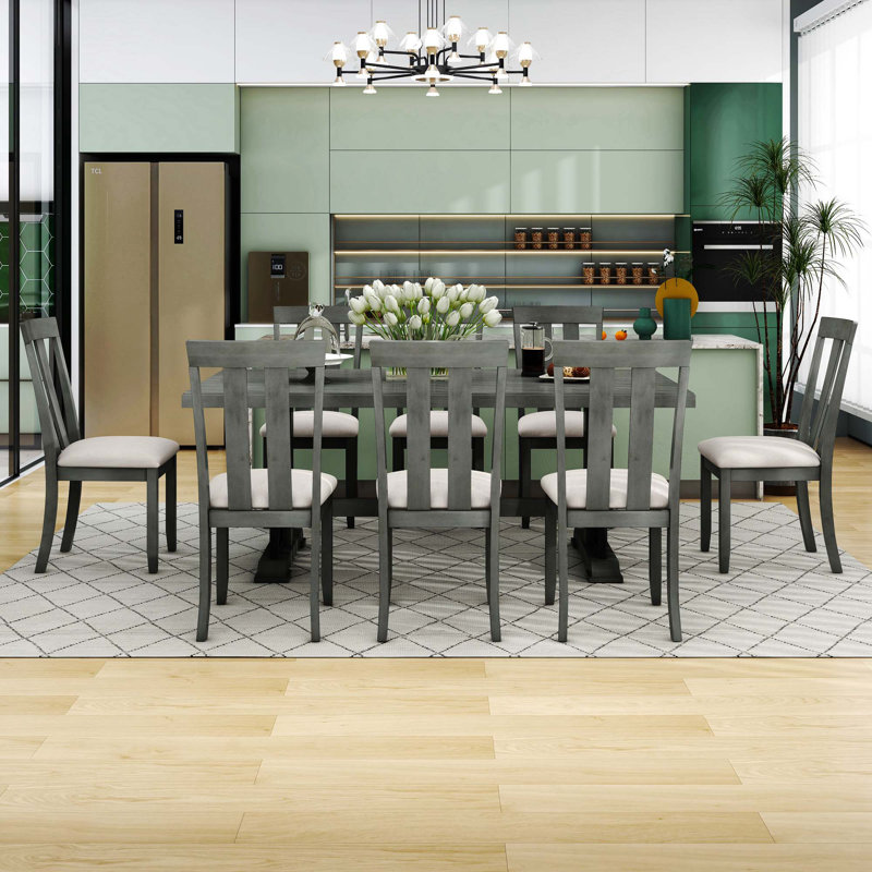 Ensemble repas pour 8 personnes Jonita, Gris, Gris / Noir, Gris/beige