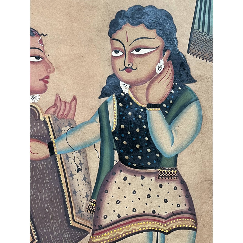 Époux et épouse Kalighat | Couleurs de pierre sur toile faite à la main