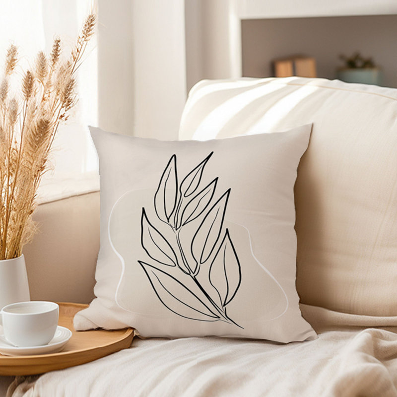 Botanical Leaf Beige Leaves Modern, 18"H x 18" W