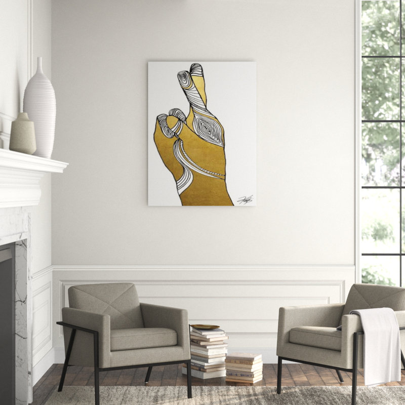 Sign Language X Print by Kelli Ellis, Gilded Gold, 32" H x 24" W x 1.5" D