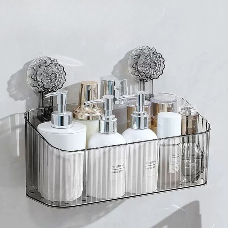 Organisateur de douche à ventouse pour salle de bain Clear, Gris
