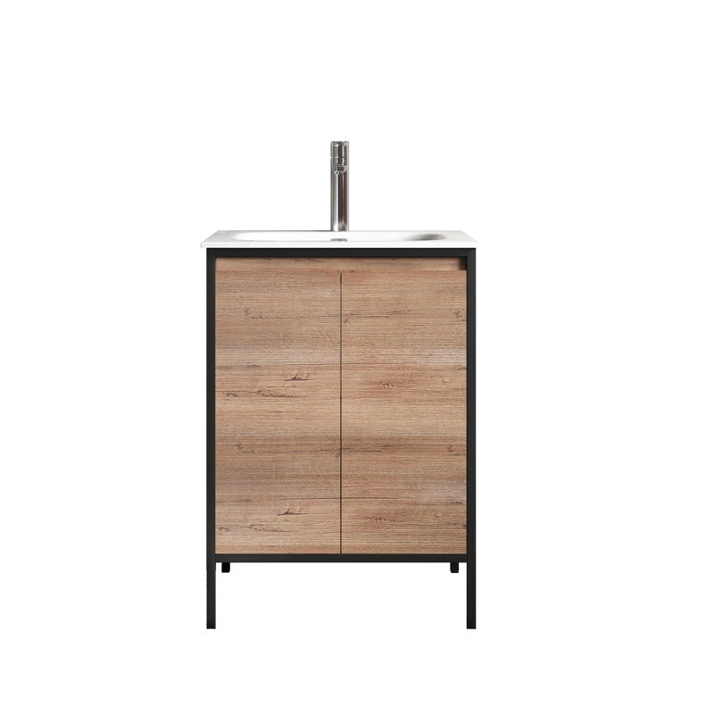 Itsham 24 po L x 18 po P 2 portes Meuble-lavabo avec évier simple et Comptoir en Céramique blanc