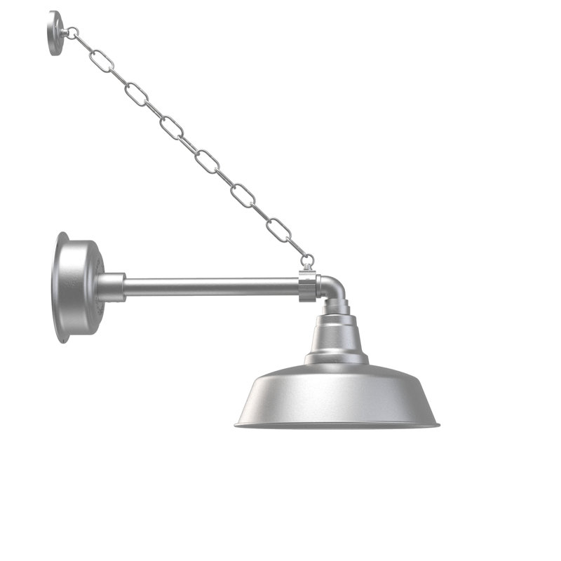 Luminaire de grange d'extérieur à DEL Vandervliet, H 10 po x l 12 po x P 23 po, Argent galvanisé