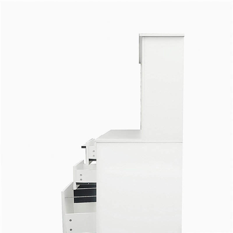 Bureau d'ordinateur personnel avec armoire, finition laquée blanc clair