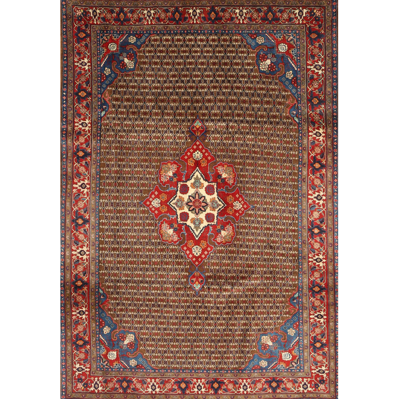 Tapis traditionnel rouge / brun Edjamboya, Rectangle 5 pi x 8 pi