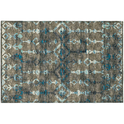 Tapis ikat bleu / brun Ardyth