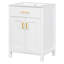 Meuble-lavabo double de 48 pouces avec lavabos en céramique, finition peinte, porte à fermeture en douceur et tablette réglable en forme de U pour une organisation de salle de bain moderne et efficace avec tiroir rabattable, poignées dorées A-1004515980