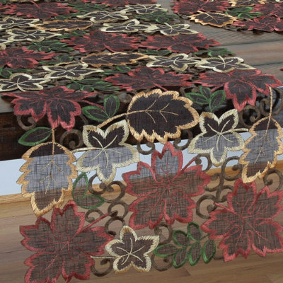Amryis Embroidered Cutwork Harvest Table Runner