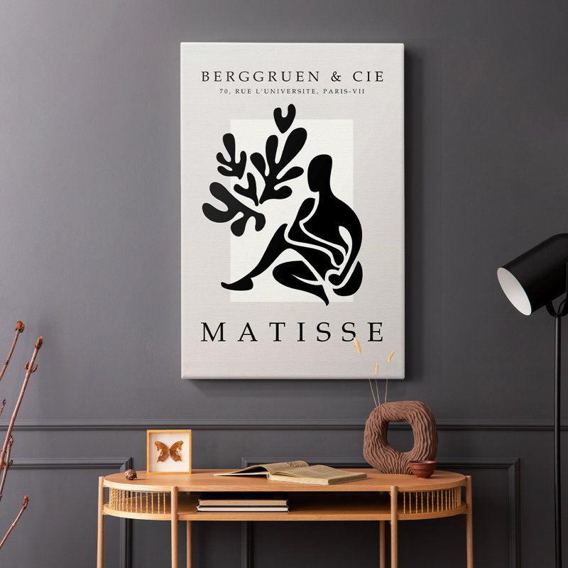 Matisse L III, reproduction encadrée - galerie Cavas, H 27 po x l 18 po, Noir
