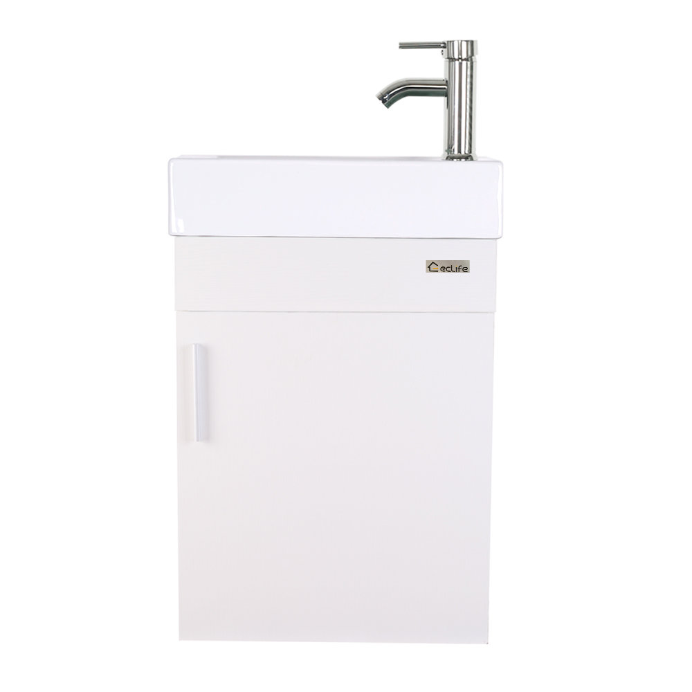 ECLIFE 18" Wall-Mounted Single Bathroom Vanity Set Ceramic Top with ...