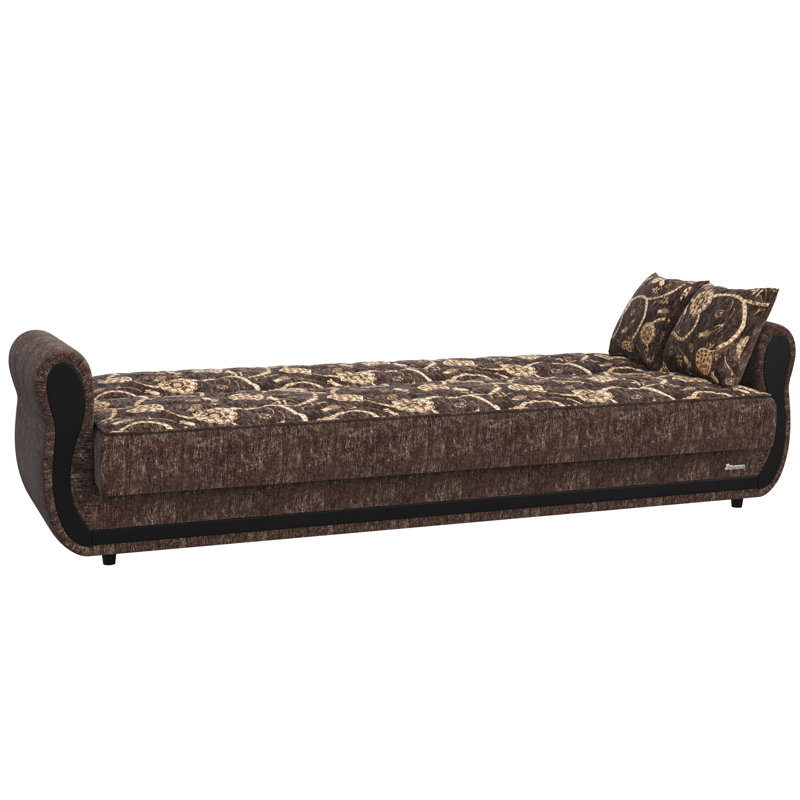 Silver Fabric Convertible Sleeper Sofa with Storage