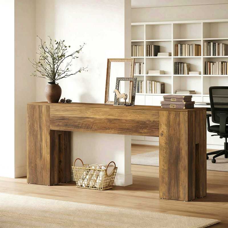 Console de 71 po pour le vestibule, long canapé derrière le canapé, Brun
