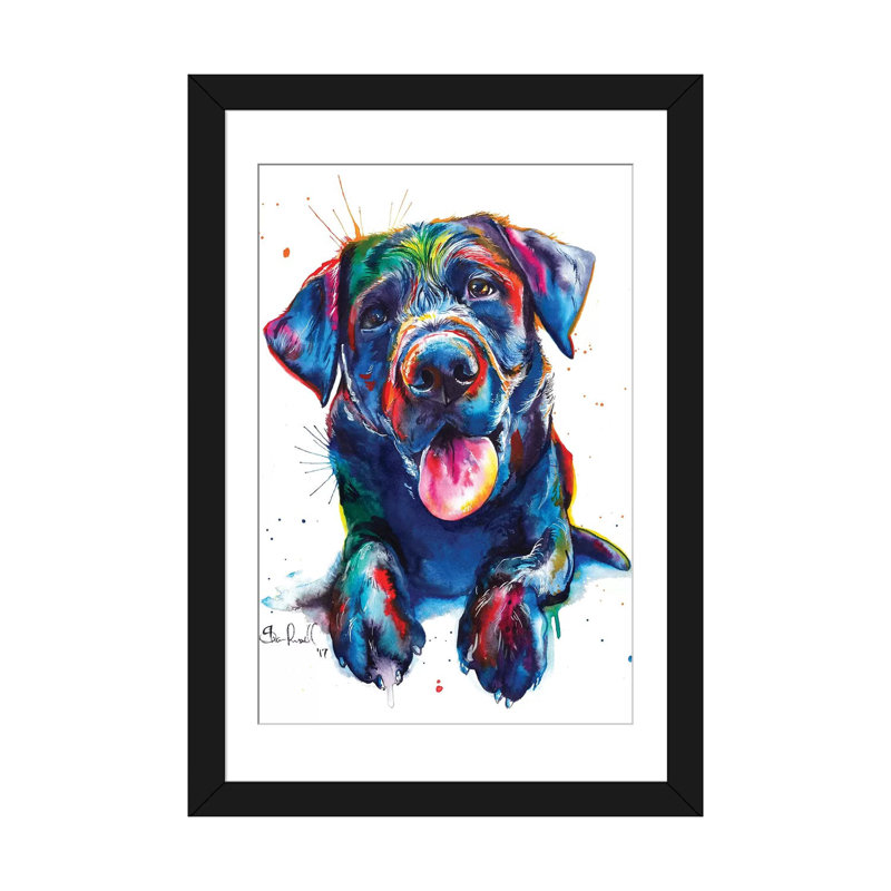 «Black Lab II» par Weekday Best - impression sur toile tendue, H 24 po x l 16 po x P 1 po, Papier d'art encadré noir, Blanc
