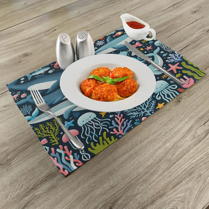 Ensemble de 4 napperons décoratifs Ambesonne Marine I Love Sea
