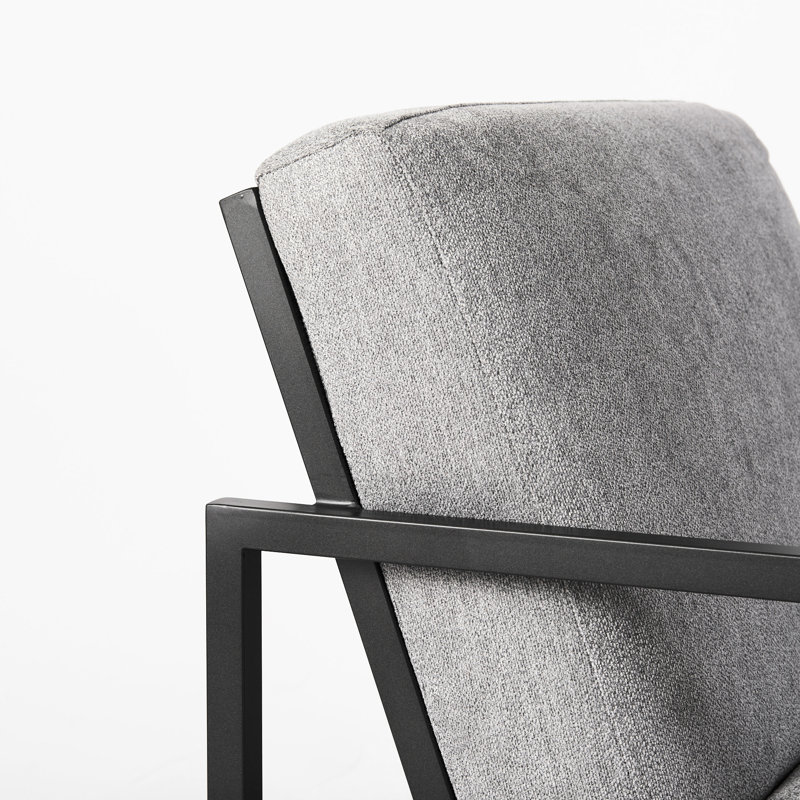 Fauteuil en polyester 28,25 po Solange, Mélange de polyester gris, Noir
