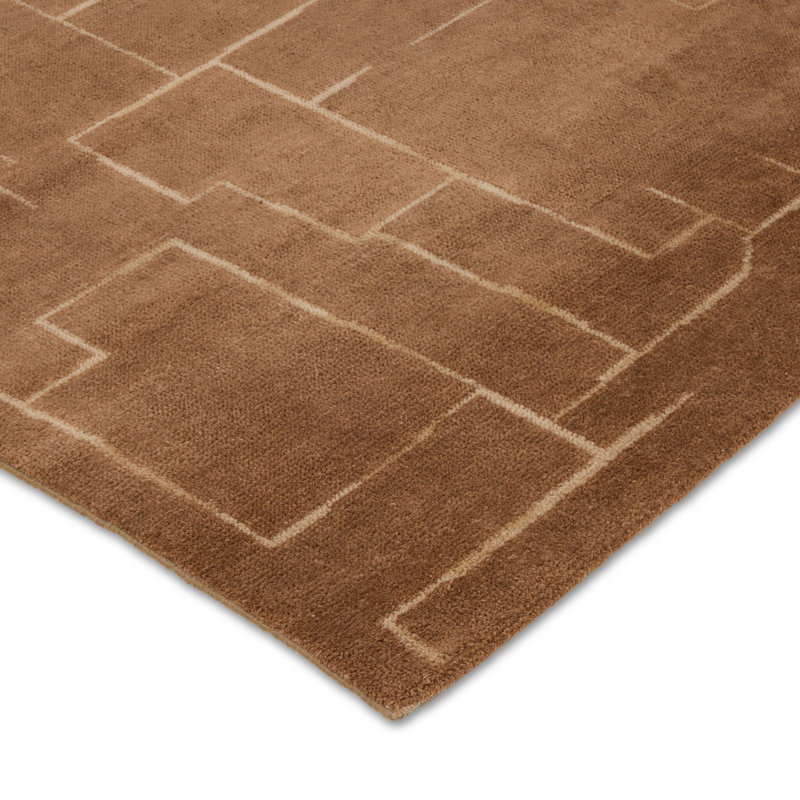 Milano Hand Knotted Wool Abstract Area Rug in Milano Saddle, 10'x14'