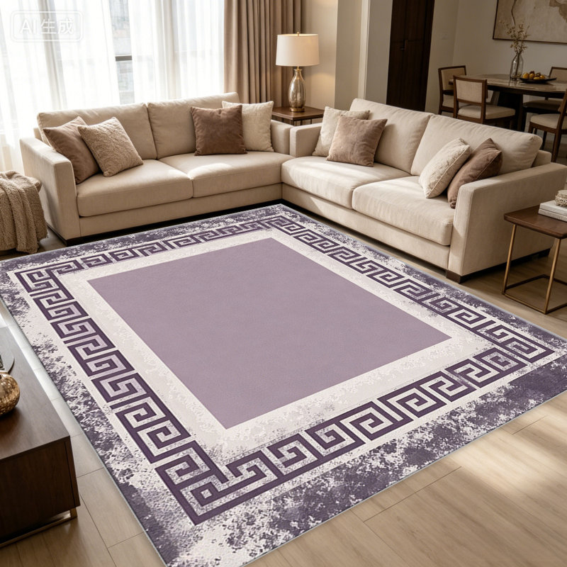 Purple Greek Key Border carpet-easy to clean, machine-washable, soft and comfortable; suitable for door mats, kitchens, living rooms, bedrooms, corridors, and laundry areas. Easy to clean, durable carpet for home decoration.