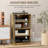 Media Cabinet, 4-Tier Stereo Cabinet, Modern Audio Video Media Stand with Adjustable Shelves, Tempered Glass Doors, and Cable Management,wood-162952724