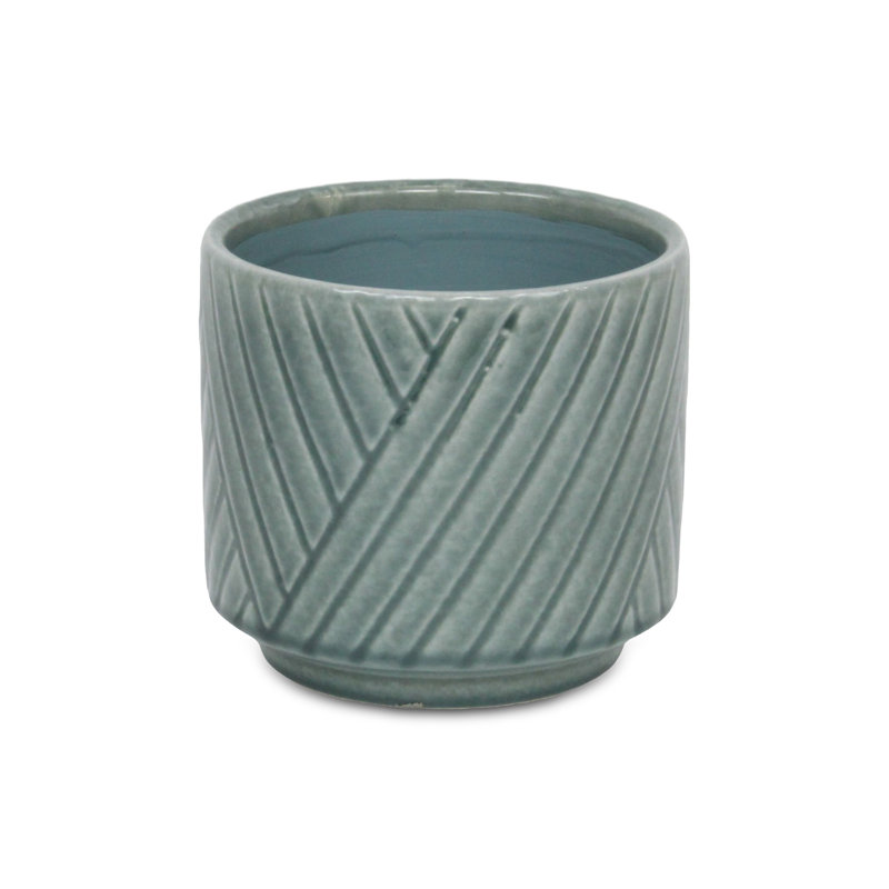 Kettering Handmade Ceramic Pot Planter, 5.25" H x 6" W x 6" D, Green