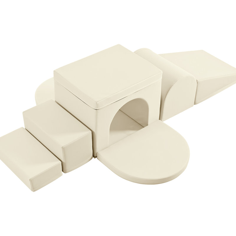 Jeu d'intérieur actif pour: équipement d'escalade et de rampe en mousse souple 7 en 1 avec une structure en forme de langue amusante, une maison convenable