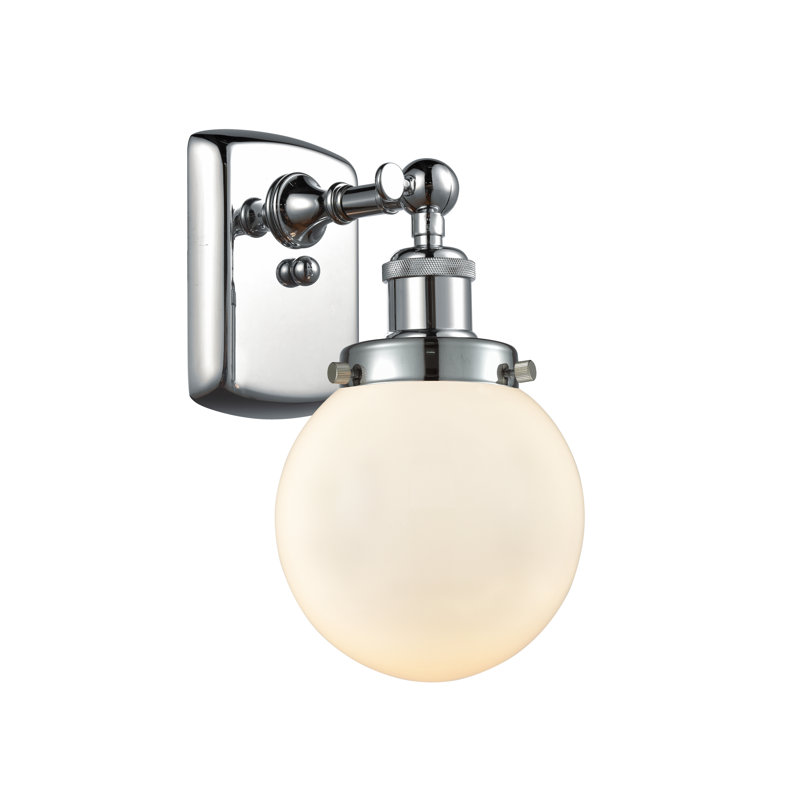 Chippewa Armed Sconce, Matte White, Incandescent, Polished Chrome