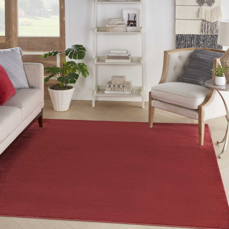 Tapis intérieur / extérieur rouge Mullican Sandy, Carré 5 pi