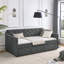 Lit de jour simple avec canapé-lit capitonné de taille simple, accoudoirs ondulés, gris (80,5 po x 44,5 po x 33,5 po)