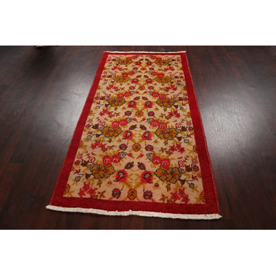 Tapis unique en laine noué à la main de style ivoire de 3 pi 4 po x 6 pi 4 po Abaas
