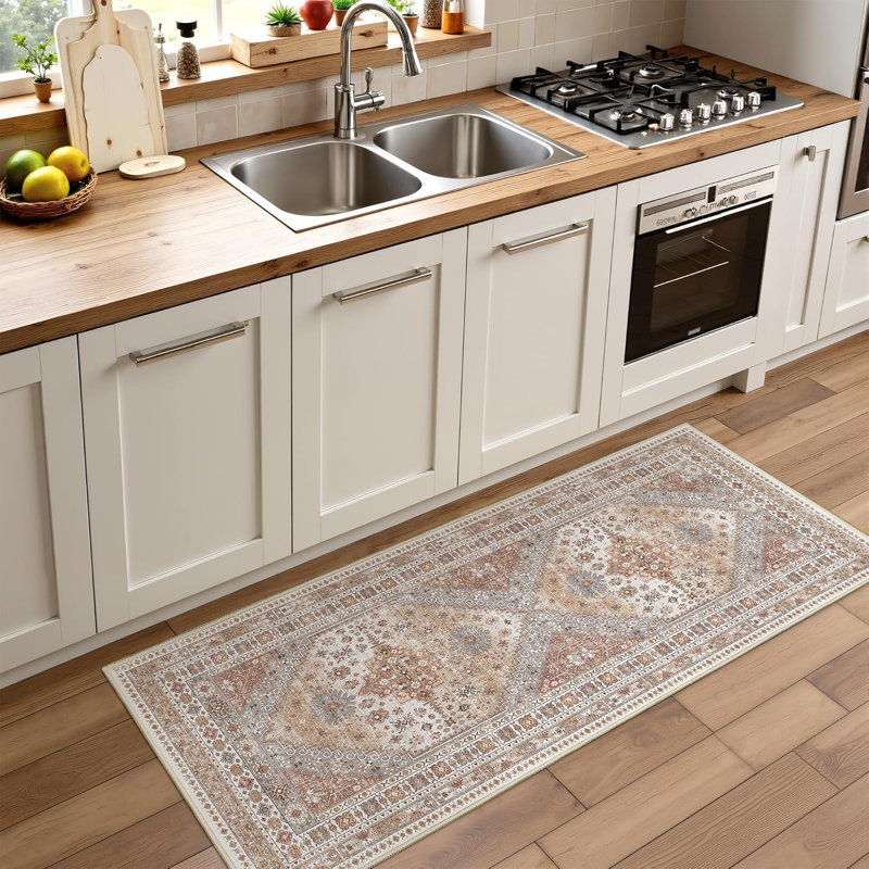 Tapis de cuisine antidérapant lavable, Orange, Tapis de couloir 2 pi x 6 pi