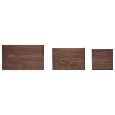 vidaXL Nesting Table Brown, White Solid Mahogany Wood Small, Medium, Large