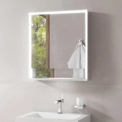 65 mm W 73.5 mm H Surface Mirrored Bathroom Cabinets 2 Adjustable Shelves with Mirror