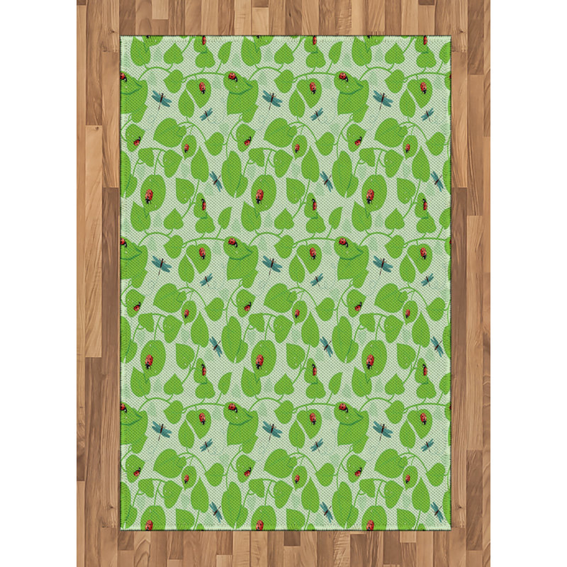 Tapis décoratif à fibres longues haute densité en polyester et coton à motif feuillu, Rectangle— 4 pi x 5 pi 8 po