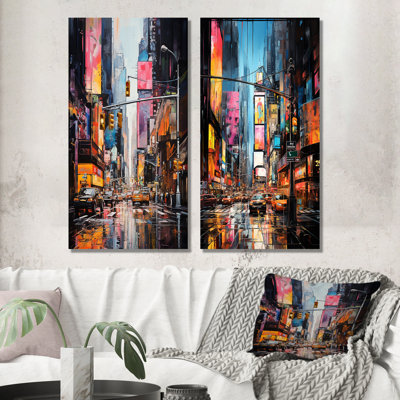 New York City Time Square Lights IV - ensemble de 2 impressions sur métal New York City Street