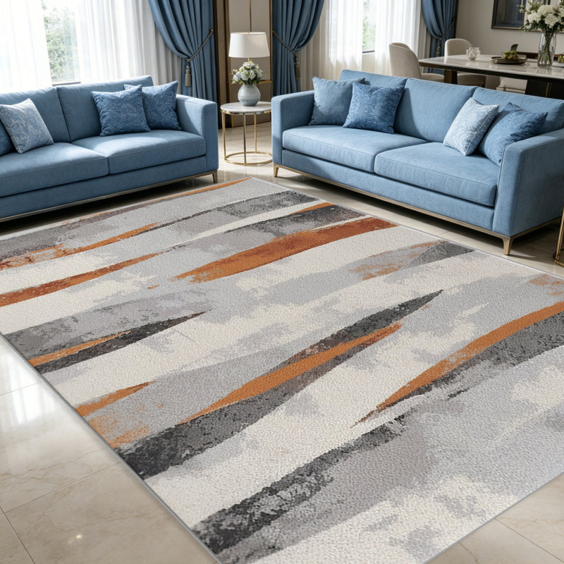 Abstract Orange carpet-easy to clean, machine-washable, soft and comfortable; suitable for door mats, kitchens, living rooms, bedrooms, corridors, and laundry areas. Easy to clean, durable carpet for home decoration.
