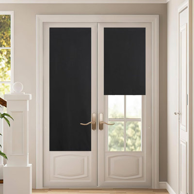 Full Blackout Door Curtain for Cordless Roller Window Covering Shades Blinds, Light Control, French Front Door Curtains for Night Shift Workers Kitchen, 1 Panel