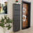 Modern Shoe Cabinet, Anthracite Color, 19.7 x 66.5 x 5.9 inches | 100% Metal Construction, 0.03 inches Thickness | Wall-Mountable, Centrally Opening Doors with Magnetic Holders | Stylish & Functional Storage Solution-2047440964