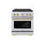 ZLINE Autograph Edition 30 in. 4.2 cu. ft. Paramount Dual Fuel Range W/ 4 Burner DuoPro Cooktop and Electric Convection Oven in Stainless Steel W/ Polished Gold Accents-757756999