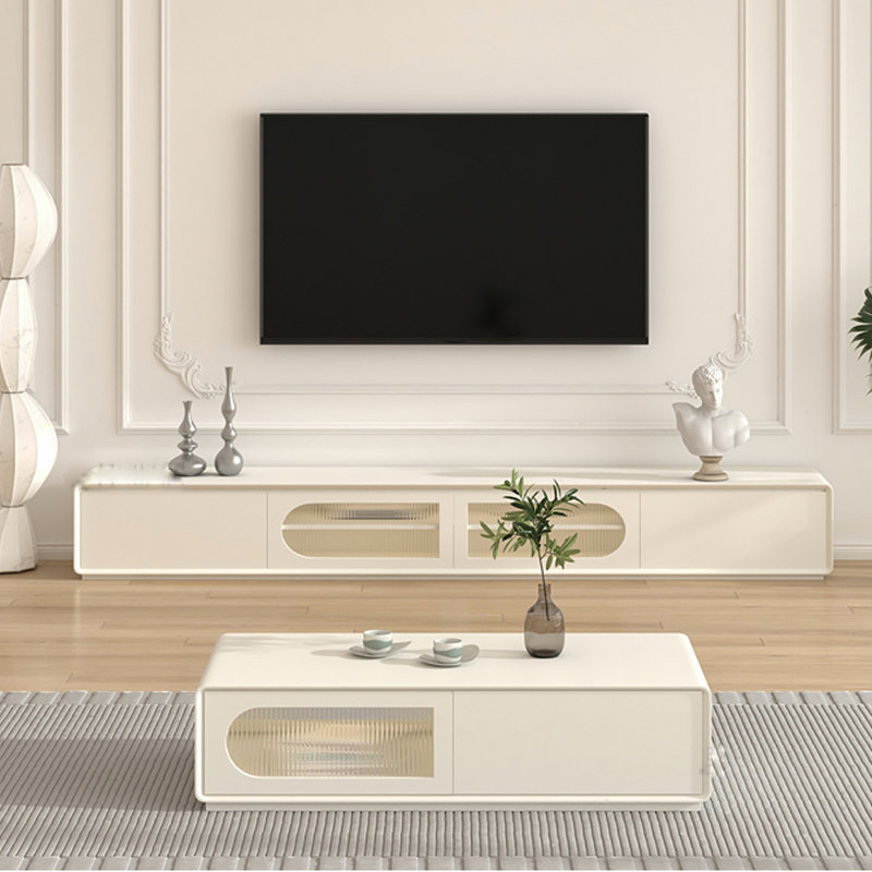 Meuble télé en bois massif table basse minimal