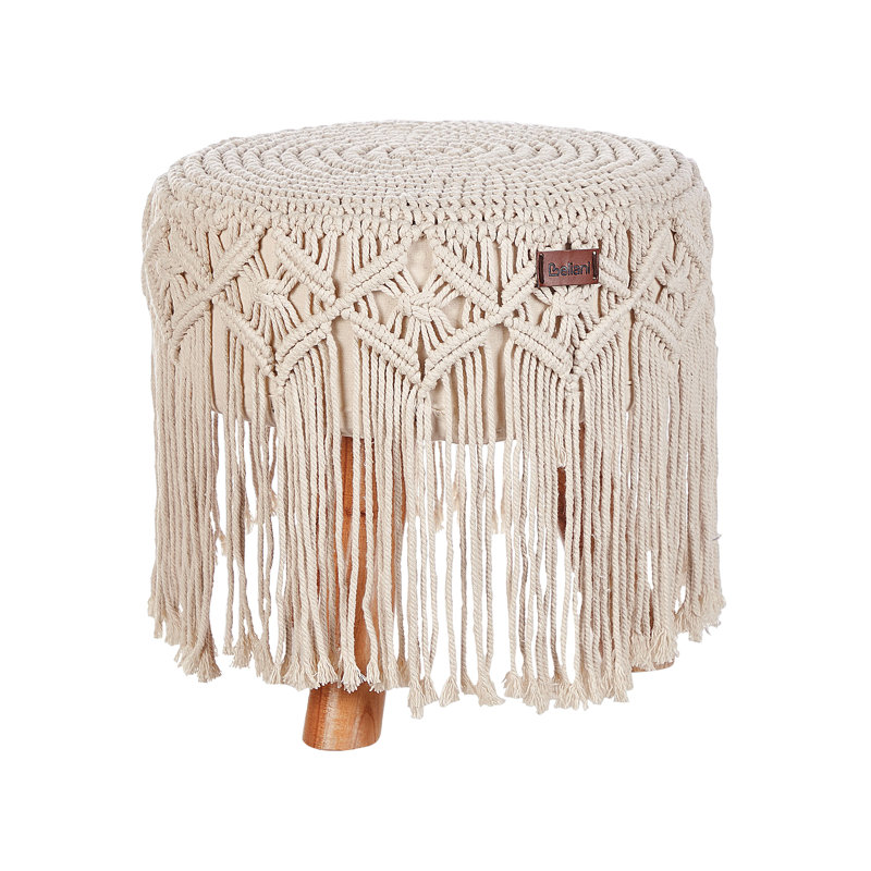 Chelzie 40cm Wide Round Solid Colour Footstool Ottoman