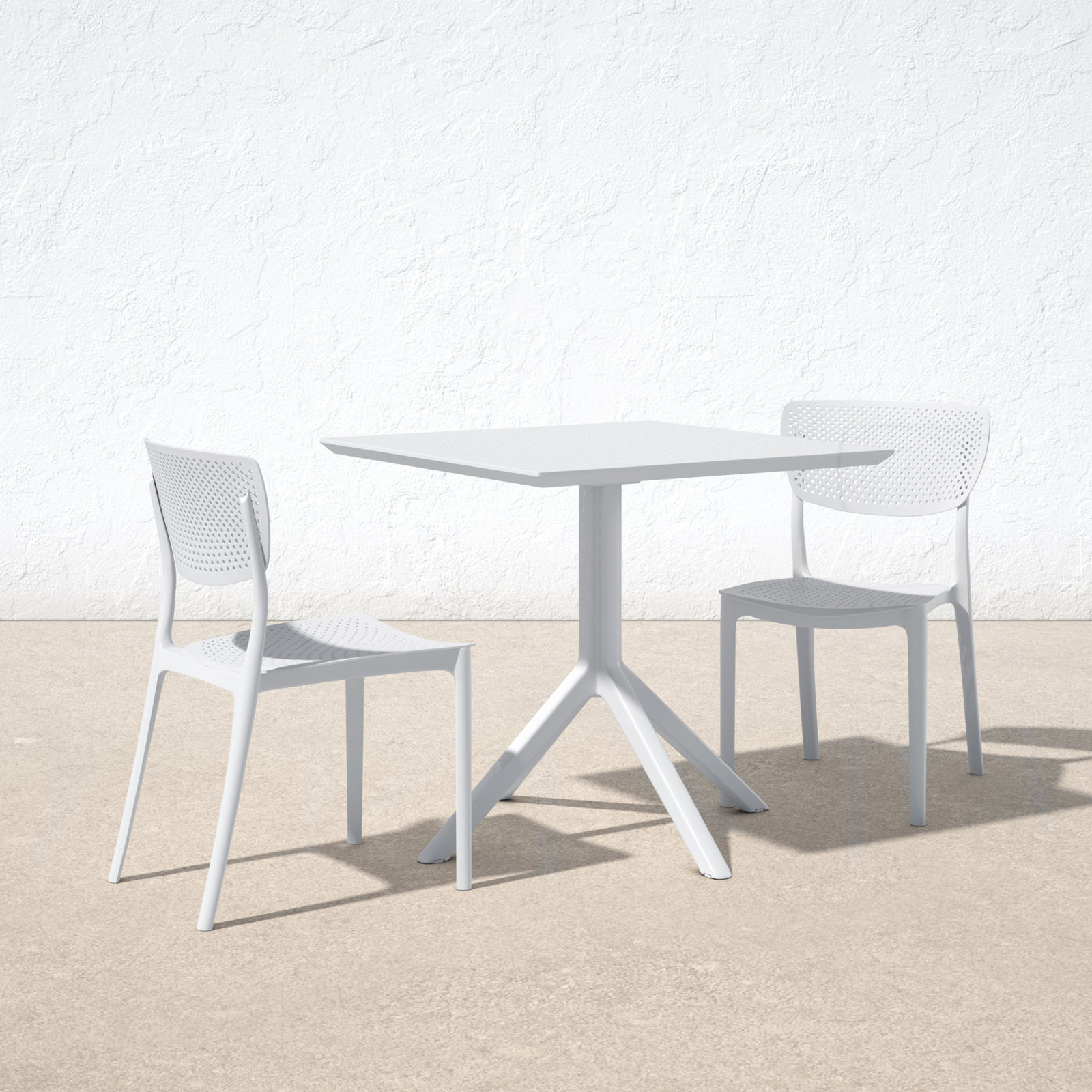 Farrah Patio Bistro Set, 31.5" D x 31.5" W x 29.5" H, White