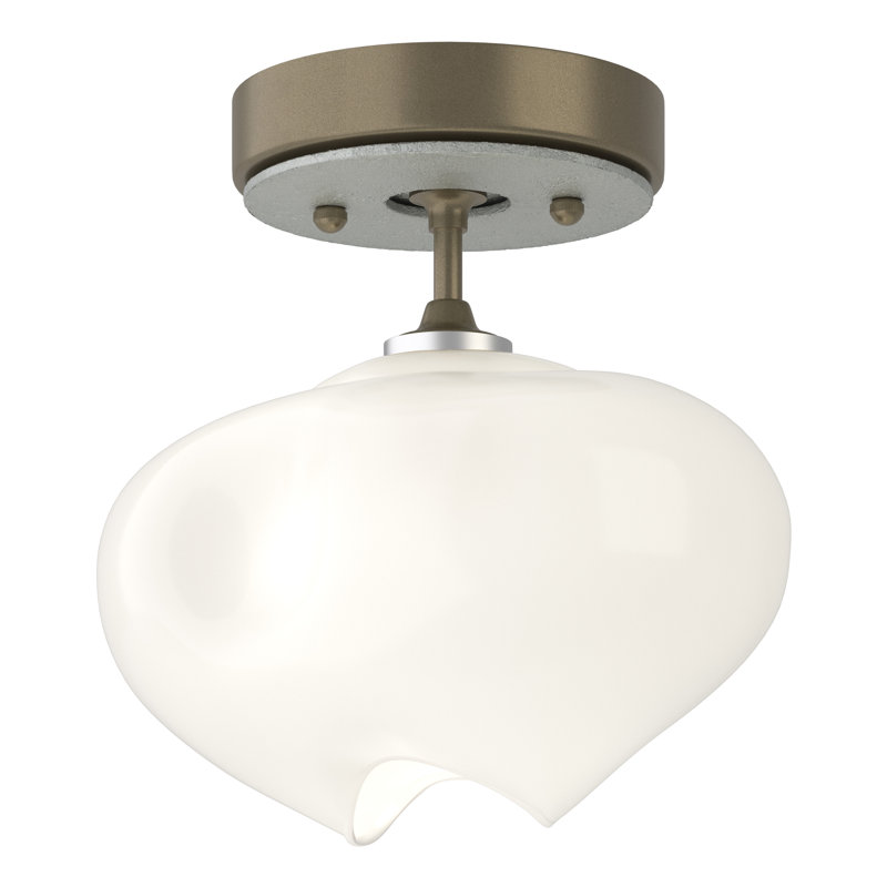 Ume Frosted Glass 1 - Light Semi Flush Mount, Vintage Platinum, Soft Gold