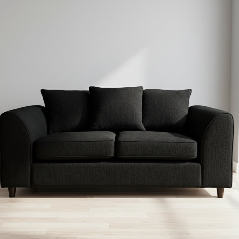 2 Seater Chenille Sofa, Black