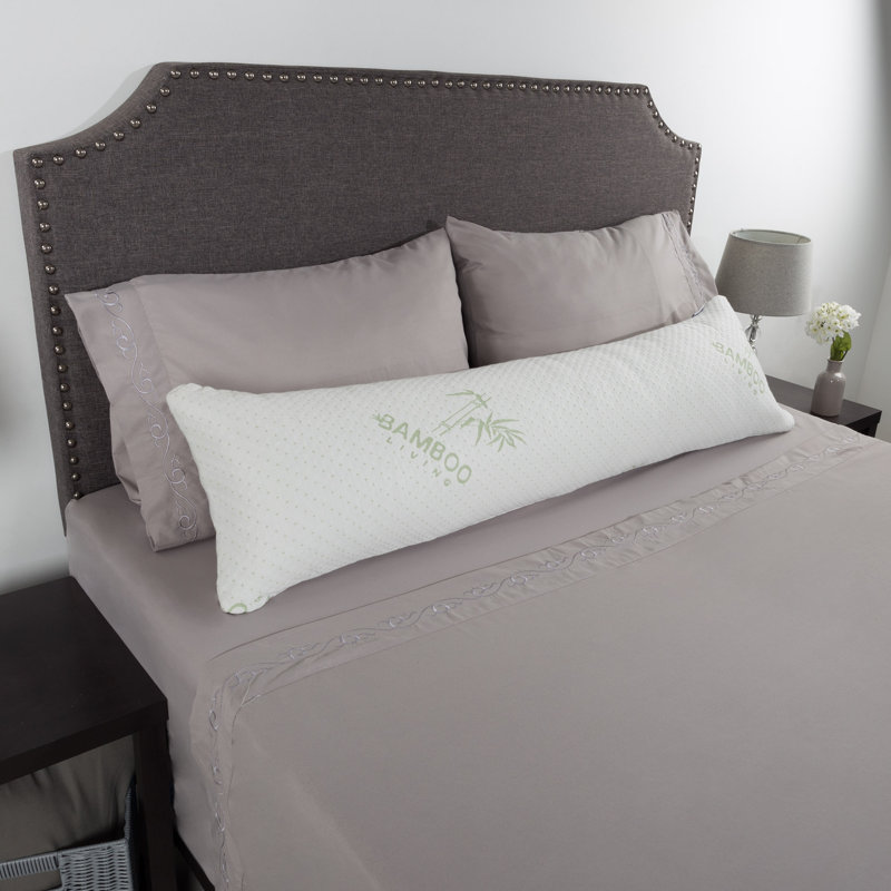 Charcoal Infused Memory Foam Body Pillow with Bamboo Cover - for Side, Stomach, and Back Sleepers