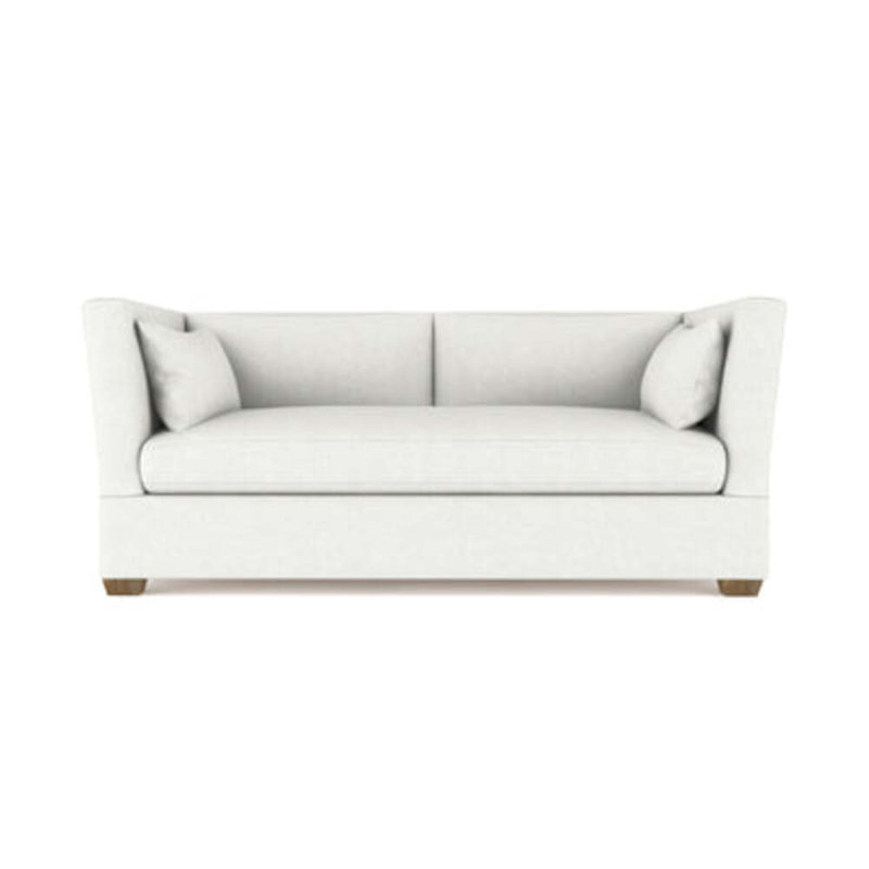 Rivington Flare Square Track-Arm Sofa, Box Weave Linen Blue Print, 31" H x 84" W x 37" D, Weathered