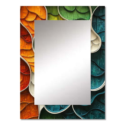 Biomorphism Earth Ephemeral Pathways I - Lyrical Abstraction Decorative Mirror, White Wall Mirror, Printed Metal Art