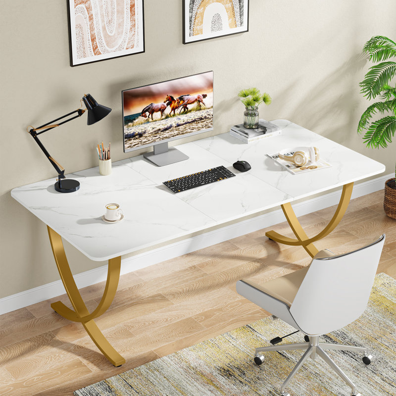 Bureau Izuwa, Marbre blanc, Doré